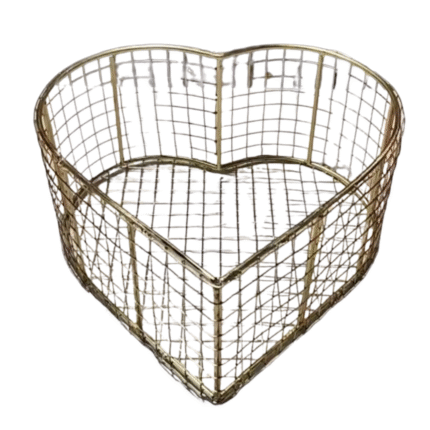 Heart-Shaped Gold Metal Storage Basket