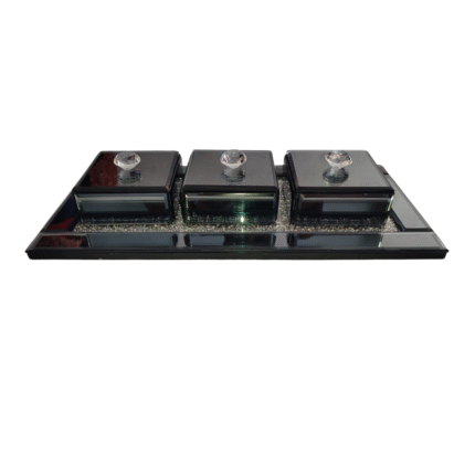 Luxury Black Glass Vanity Jar Set with Tray